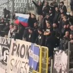 rosyjska flaga w lublinie na meczu dynamo vs paok