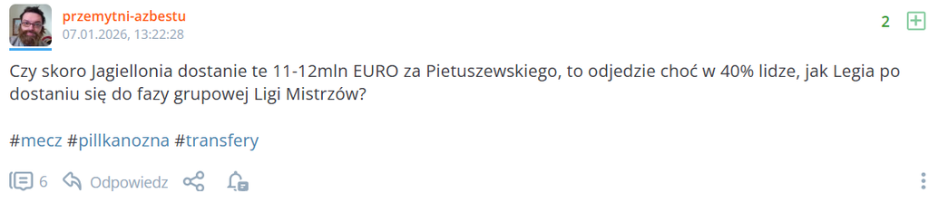 ironiczny komentarz odnosnie Legii na wykopie
